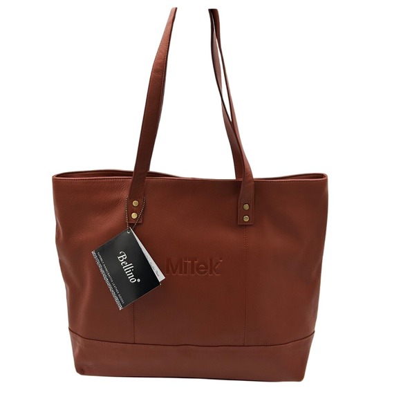 Bellino Clothing Handbags - Bellino Leather Tote Women Cognac Top Grain Large Shopper Bag Laptop/Work Tote